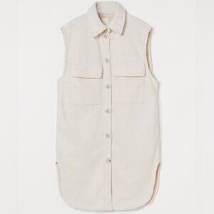 Sleeveless Cream Button-Up Shirt